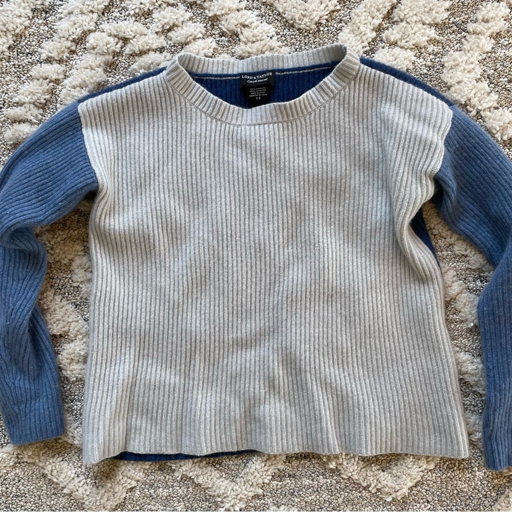 Lord & Taylor Bi Color 100% Cashmere Sweater Women’s Size M